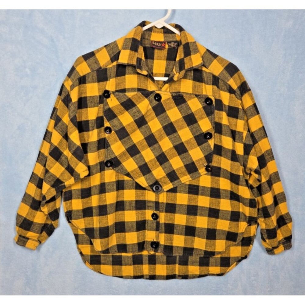 RARE Vintage 80s 54321 Check Plaid Womens Bib Shirt Dorothy Zbornak Laganlook *